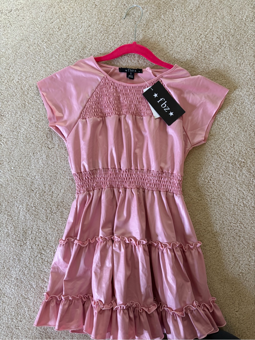 Flowers By Zoe Fbz Girls' Pink Smocked Tiered Dress Size Small Nwt